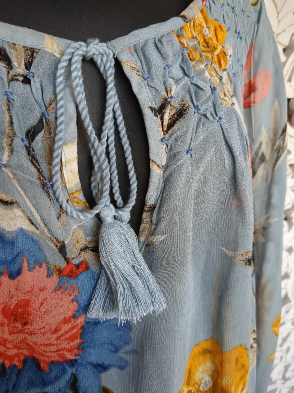 L Lucky Brand Long Sleeved Sheer Floral Tunic Top - Picture 11 of 13